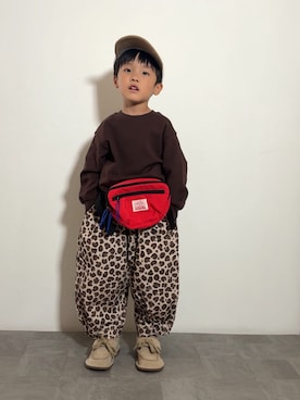 「アイテム（ボディバッグ/ウエストポーチ）」を使った、YU⭐︎さん（キッズ・100cm）の夏コーディネート