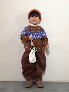 「アイテム（ニットキャップ/ビーニー）」を使った、YU⭐︎さん（キッズ・100cm）の冬コーディネート