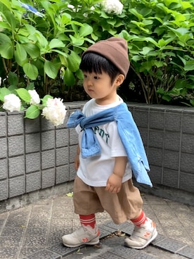 「白スニーカー」｜YU⭐︎さん（キッズ・80cm）の夏コーディネート