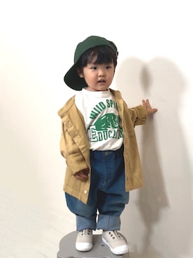 「アイテム（キャップ）」を使った、YU⭐︎さん（キッズ・80cm）の秋コーディネート