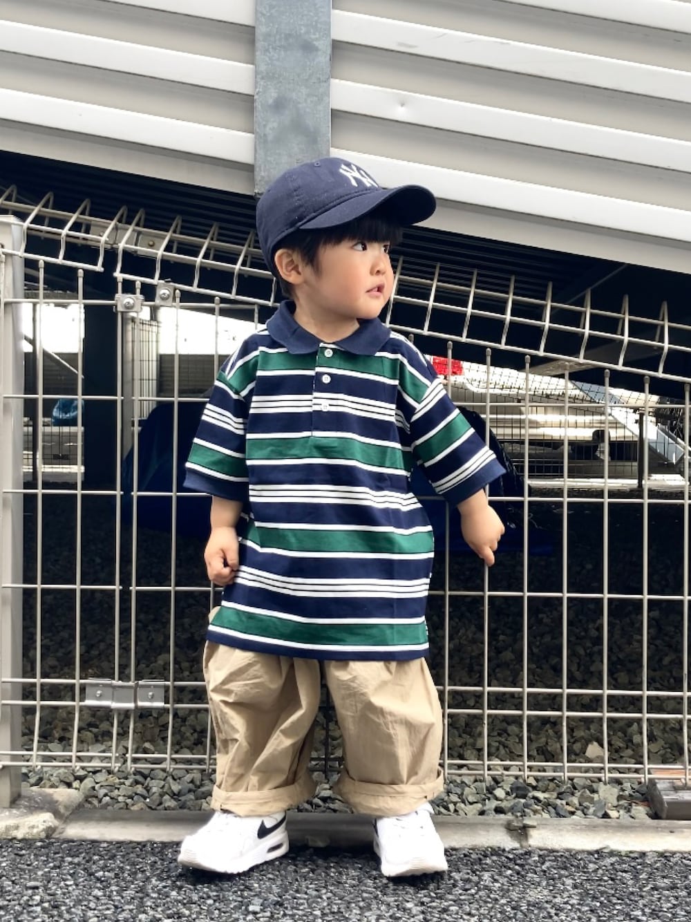 YU⭐︎さんの「【PAIRMANON STREET】マルチボーダー半袖ポロTシャツ（PAIRMANON STREET）」を使ったコーディネートの1枚目の写真