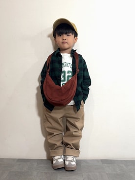 「アイテム（キャップ）」を使った、YU⭐︎さん（キッズ・100cm）の秋コーディネート