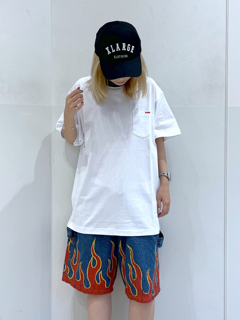 XLARGE（エクストララージ）の「FLAME DENIM PAINTER SHORT