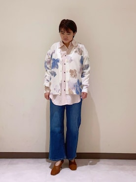 「フラワープリント」｜「アイテム（カーディガン/ボレロ）」を使った、　あいか🧸さん（レディース・159cm）の春コーディネート