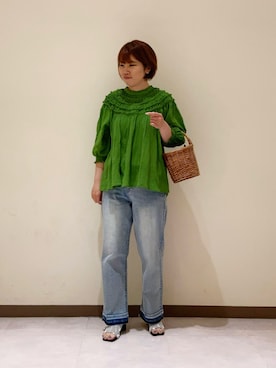 「Te chichi（テチチ）のアイテム（パンツ）」を使った、　あいか🧸さん（レディース・159cm）の春コーディネート