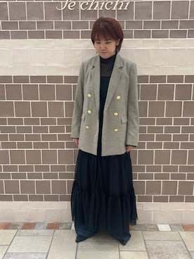 「Te chichi（テチチ）のアイテム（ノーカラージャケット）」を使った、　あいか🧸さん（レディース・159cm）の秋コーディネート