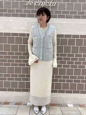 「ドット柄スカート」｜　あいか🧸さん（レディース・159cm）の春コーディネート