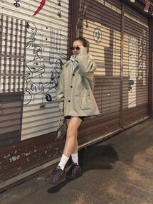 The YOn エコファーデタッチャブルカラーフェイクレザージャケット THE YOn（ザヨン）の「エコファーデタッチャブルカラーフェイク