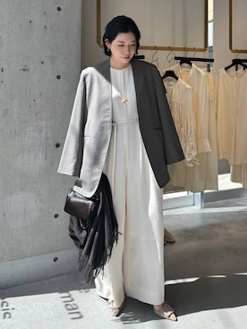 「アイテム（つなぎ/オールインワン、ホワイト系）」を使った、chaos _eriさん（レディース・158cm）の秋コーディネート