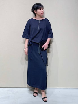 「Chaos（カオス）のChaos(カオス)/ マーレニットプルオーバー　【セットアップ可】（ニット/セーター、ブルー系）」を使った、chaos _eriさん（レディース・158cm）の春コーディネート