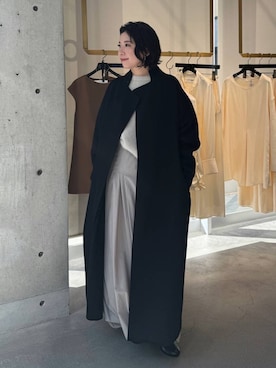 「アイテム（ノーカラーコート）」を使った、chaos _eriさん（レディース・158cm・30代）の秋コーディネート