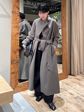 「アイテム（ノーカラーコート）」を使った、chaos _eriさん（レディース・158cm）の秋コーディネート