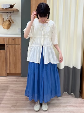 「Samansa Mos2 blue」｜「アイテム（パンプス）」を使った、ぁぉぃさん（レディース・163cm）の春コーディネート