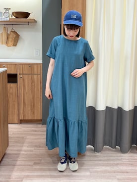 「Samansa Mos2 blue（サマンサモスモスブルー）のアイテム（帽子）」を使った、ぁぉぃさん（レディース・163cm）の夏コーディネート