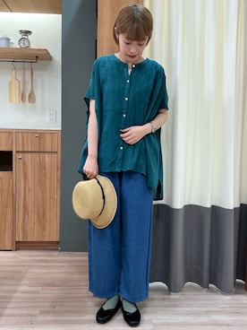 「インド綿」｜ぁぉぃさん（レディース・162cm）の夏コーディネート