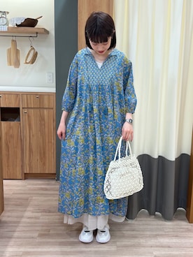 「Samansa Mos2 blue（サマンサモスモスブルー）のアイテム（ワンピース/ドレス）」を使った、ぁぉぃさん（レディース・163cm）の夏コーディネート