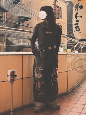 「バンドT」｜「アイテム（財布/小物）」を使った、つぴさん（レディース・156cm）の夏コーディネート