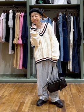 「アイテム（ハンチング/ベレー帽）」を使った、aimiさん（レディース・156cm・40代）の秋コーディネート