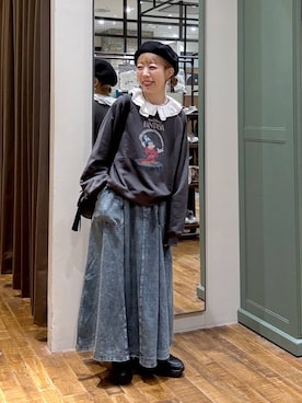 「アイテム（ハンチング/ベレー帽）」を使った、aimiさん（レディース・156cm・40代）の秋コーディネート