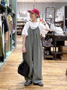「niko and...（ニコアンド）のアイテム（キャップ）」を使った、aimiさん（レディース・156cm）の夏コーディネート