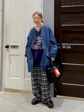 「niko and...（ニコアンド）のアイテム（トートバッグ）」を使った、aimiさん（レディース・156cm）の秋コーディネート