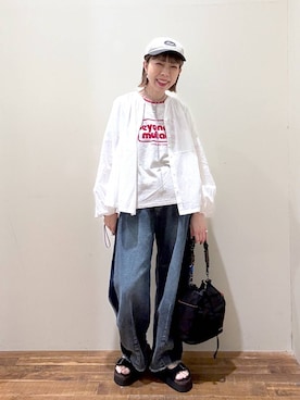「niko and...（ニコアンド）の《抗菌防臭》カラーキャップ（キャップ、その他）」を使った、aimiさん（レディース・156cm）の春コーディネート