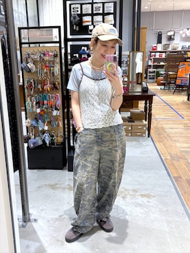 「niko and...（ニコアンド）のアイテム（キャップ）」を使った、aimiさん（レディース・156cm）の夏コーディネート