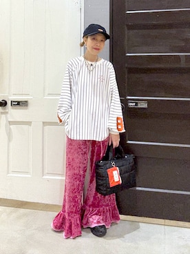 「niko and...（ニコアンド）のアイテム（トートバッグ）」を使った、aimiさん（レディース・156cm）の秋コーディネート