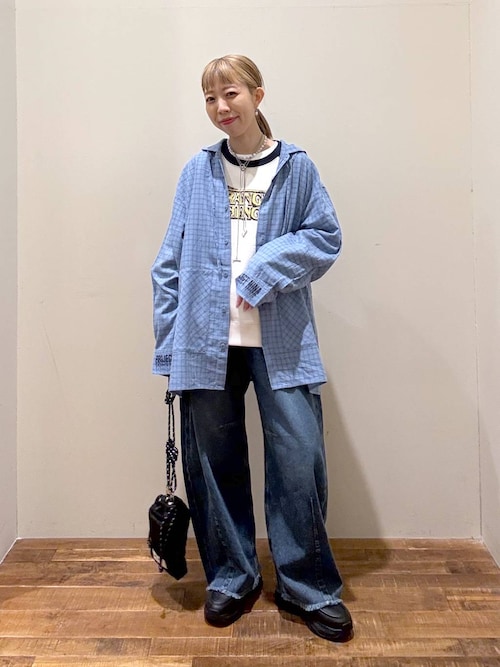 STRANGER THINGS】コラボ チェックフードシャツ（シャツ/ブラウス