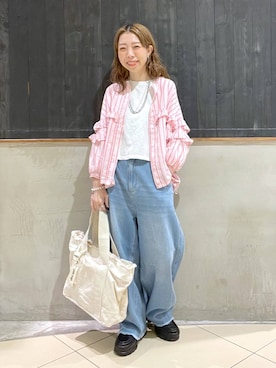 「niko and...（ニコアンド）のオリジナルスニーカーソールローファー（ローファー）」を使った、aimiさん（レディース・156cm）の春コーディネート