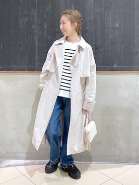 「niko and...（ニコアンド）のアイテム（トレンチコート）」を使った、aimiさん（レディース・156cm）の春コーディネート