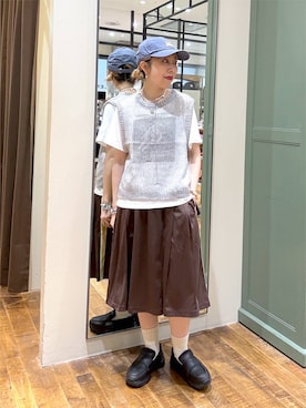 「niko and...（ニコアンド）のアイテム（キャップ）」を使った、aimiさん（レディース・156cm）の夏コーディネート