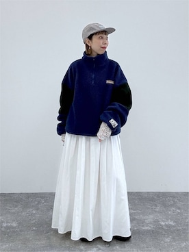 「niko and...（ニコアンド）のカラー刺繍チェックCAP（キャップ、グレー系）」を使った、aimiさん（レディース・156cm）の秋コーディネート