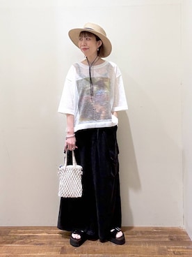 「niko and...（ニコアンド）のWベルトサンダル（サンダル、ブラック系）」を使った、aimiさん（レディース・156cm）の春コーディネート