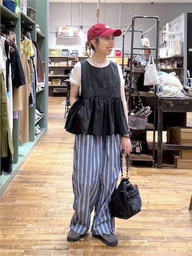 「niko and...（ニコアンド）のアイテム（キャップ）」を使った、aimiさん（レディース・156cm）の夏コーディネート