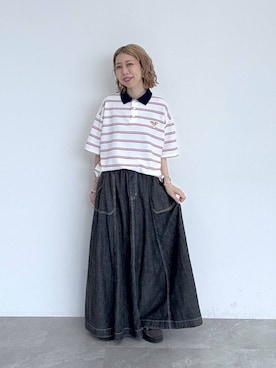 「アイテム（ポロシャツ）」を使った、aimiさん（レディース・156cm）の夏コーディネート