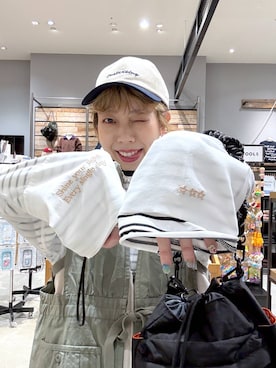 「アイテム（帽子）」を使った、aimiさん（レディース・156cm）の春コーディネート