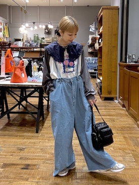 「niko and...（ニコアンド）のオリジナルPUマルチポケットショルダーバッグ（ショルダーバッグ）」を使った、aimiさん（レディース・156cm）の秋コーディネート