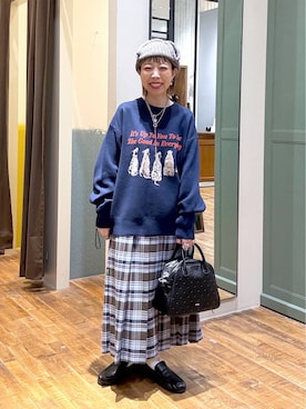 「niko and...（ニコアンド）のギャザーローファー（ローファー、ブラック系）」を使った、aimiさん（レディース・156cm）の秋コーディネート