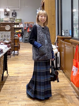 「niko and...（ニコアンド）のカシミヤ混配色ニットプルオーバー（ニット/セーター）」を使った、aimiさん（レディース・156cm）の秋コーディネート