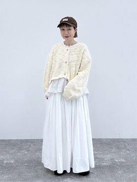 「niko and...（ニコアンド）のボックス刺繍コットンキャップ（キャップ、ブラウン系）」を使った、aimiさん（レディース・156cm）の秋コーディネート