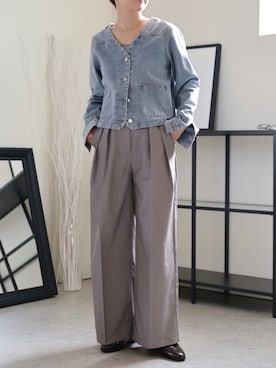 「アウターコーデ」｜「アイテム（デニムジャケット）」を使った、uleula_officialさん（レディース・162cm）の冬コーディネート
