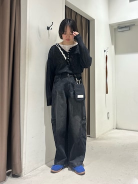 「CIAOPANIC TYPY（チャオパニックティピー）の【新色追加】2WAYシアーヘンリーネックTEE（Tシャツ/カットソー、ホワイト系）」を使った、ひがしゃんさん（レディース・164cm）の春コーディネート