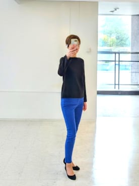 「no brand（ノーブランド）のアイテム（その他パンツ、ブルー系）」を使った、isis171さん（レディース・172cm）の春コーディネート