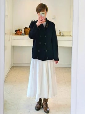 「no brand（ノーブランド）のアイテム（スカート、ホワイト系）」を使った、isis171さん（レディース・172cm）の春コーディネート