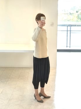 「El mar（エルマール）のアイテム（ニット/セーター、ベージュ系）」を使った、isis171さん（レディース・172cm）の春コーディネート
