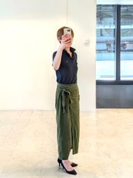 「RALPH LAUREN（ラルフ ローレン）のアイテム（ポロシャツ、ブラック系）」を使った、isis171さん（レディース・172cm）の夏コーディネート