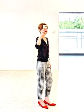「no brand（ノーブランド）のアイテム（カーディガン/ボレロ、ブラック系）」を使った、isis171さん（レディース・172cm）の春コーディネート