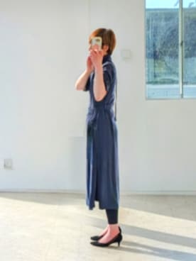 「ZARA（ザラ）のアイテム（シャツワンピース、ブルー系）」を使った、isis171さん（レディース・172cm）の夏コーディネート