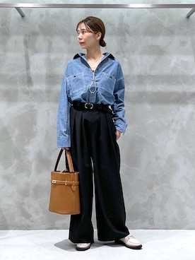 「VELETTO（ベレット）のBARNYARDSTORM / 【VELETTO / ヴェレット】/ バックルバッグ（ハンドバッグ）」を使った、izumi888さん（レディース・157cm）の秋コーディネート